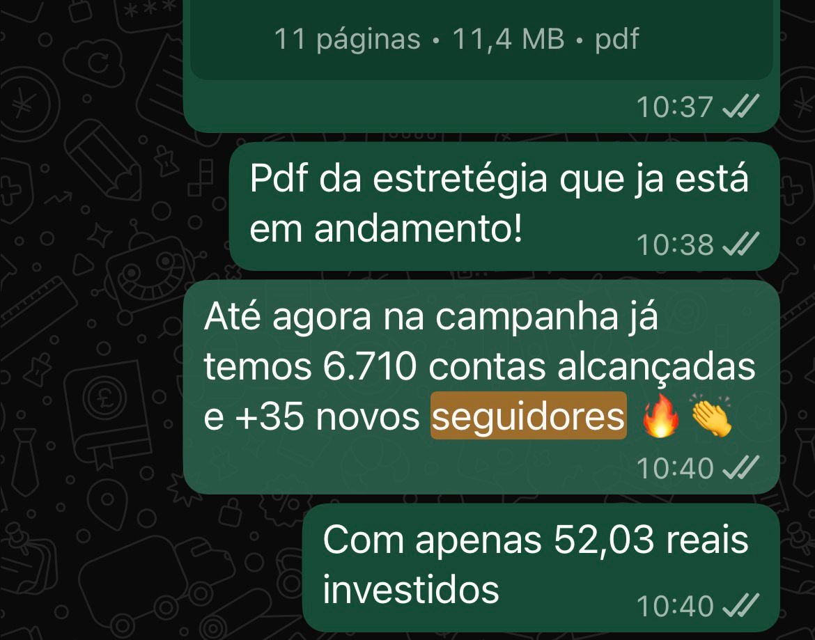 Campanha: 6.710 contas alcançadas e 35 novos seguidores com 52 reais investidos